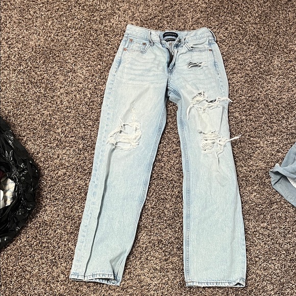 Aeropostale Denim - Aeropostale Light Blue Distressed Straight Leg Jeans